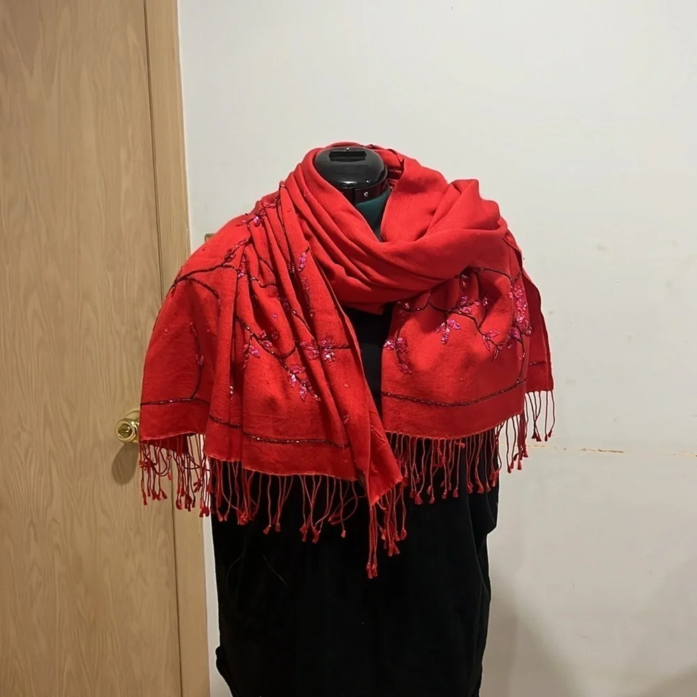 Red sequin scarf/shawl